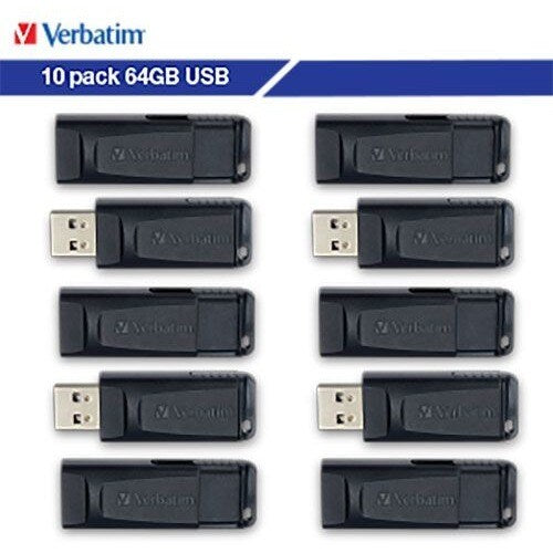 10PK 64GB USB BLACK MULTI 10
