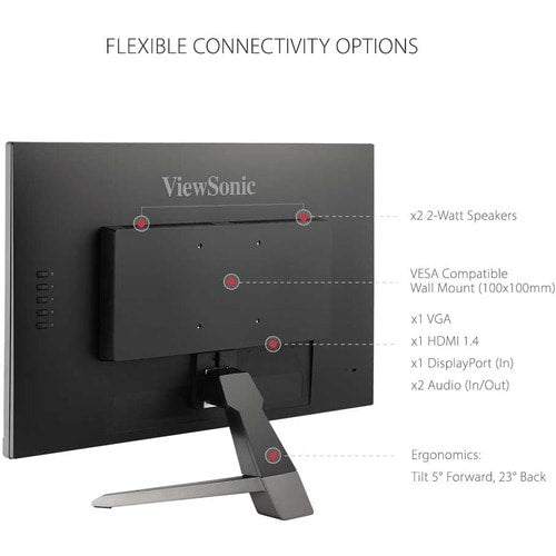Écran Viewsonic 27 pouces, dalle MVA, résolution 1920 x 1080 - 27 pouces visible - Multi