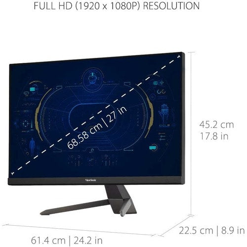 Écran Viewsonic 27 pouces, dalle MVA, résolution 1920 x 1080 - 27 pouces visible - Multi
