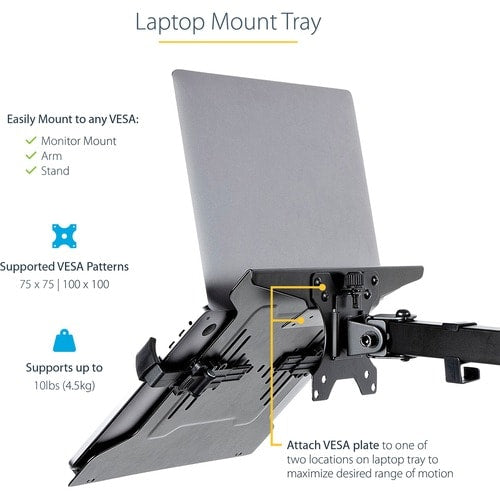 Bandeja VESA para portátil de StarTech.com, monitor ajustable