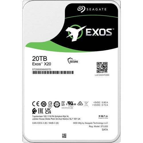 Disco duro EXOS X20 de 20 TB, 512E/4KN, SATA, 7200 RPM, 256 MB