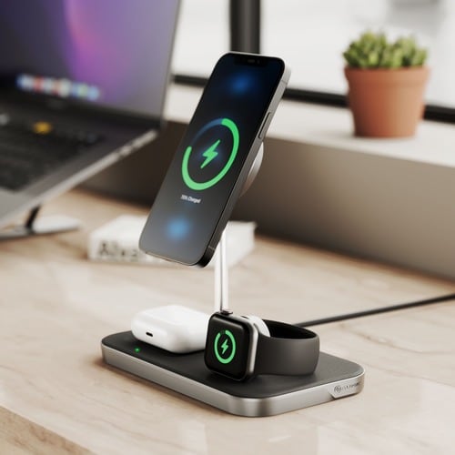 Station de charge sans fil 3-en-1 Alogic MagSpeed 15 W - Indicateur LED,