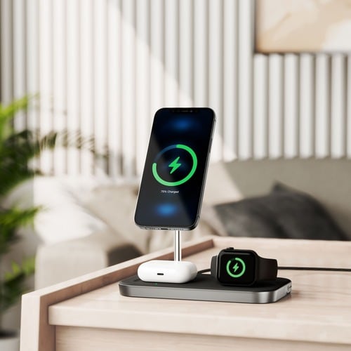 Station de charge sans fil 3-en-1 Alogic MagSpeed 15 W - Indicateur LED,