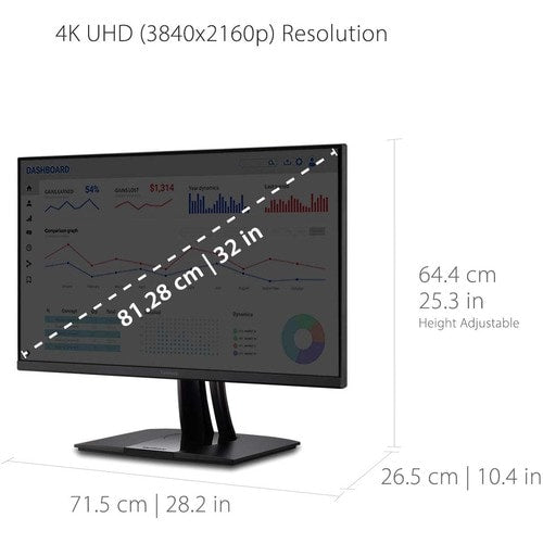Écran Viewsonic 32 pouces, dalle IPS, résolution 3840 x 2160 - 31,5 pouces visible - en