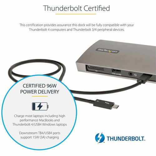 Station d'accueil StarTech.com Thunderbolt 4, alimentation 96 W