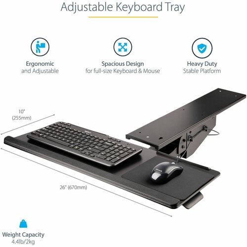 BANDEJA PARA TECLADO BAJO EL ESCRITORIO CON ALTURA AJUSTABLE Y ALFOMBRILLA PARA RATÓN