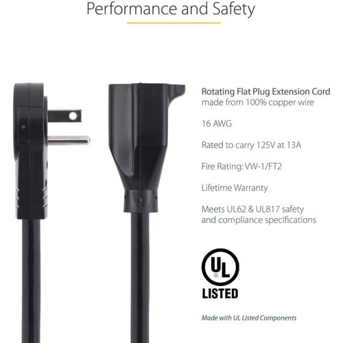 StarTech.com 10ft Power Extension Cord