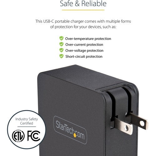 Chargeur mural USB C StarTech.com, PD 60 W avec câble de 1,8 m