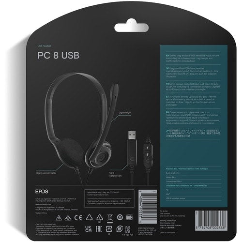 Auriculares USB EPOS PC 8 - Estéreo - USB Tipo A - Con cable - 32 Ohm - 42 Hz t