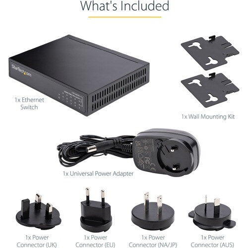Switch 2.5G no administrado, 5 puertos, carcasa totalmente metálica, kit de pared sin ventilador