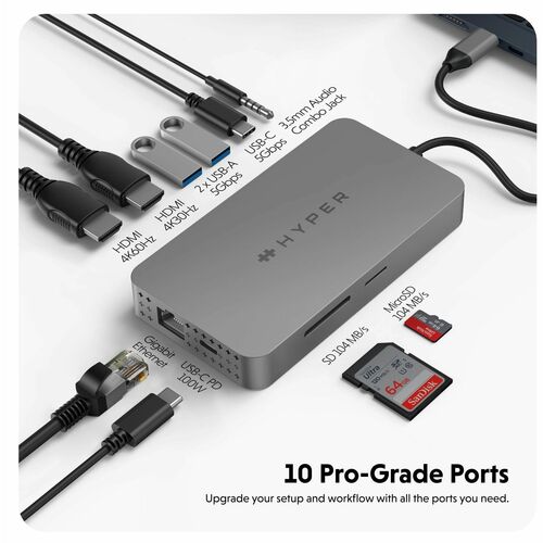 Hyper HyperDrive Dual 4K HDMI 10 en 1 USB