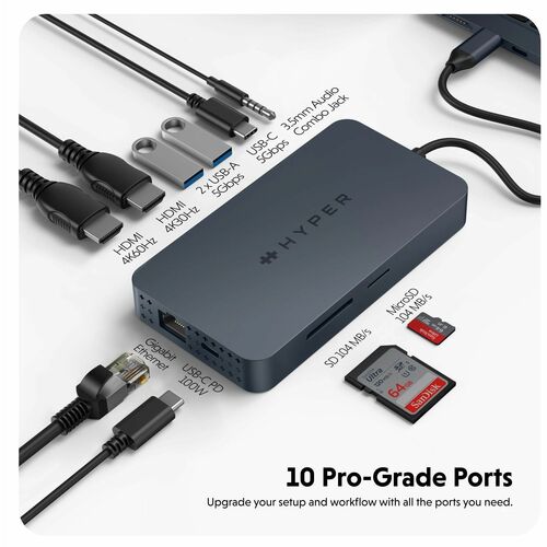 Hyper HyperDrive Dual 4K HDMI 10 en 1 USB