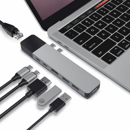 Concentrador USB-C 6 en 2 HyperDrive Net para MacBook Pro/Air