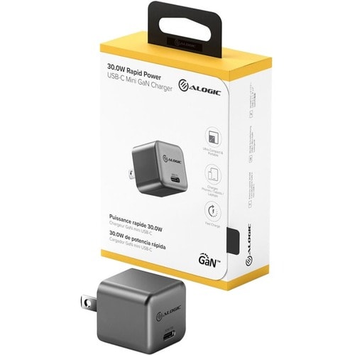 Cargador miniatura de GaN USB-C de potencia rápida Alogic de 30 W - 30 W - 120 V CA