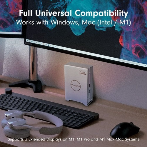 Station d'accueil VisionTek VT7100 triple écran 4K USB-C avec puissance de 100 W