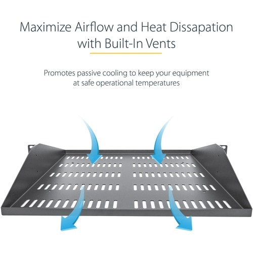 Estante para rack de servidores ventilado 2U de StarTech.com - Montaje central fijo de 14" de profundidad