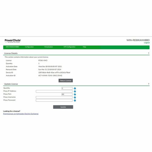 Licencia digital de APC by Schneider Electric, apagado de red PowerChute para Virtu
