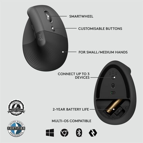 Souris Logitech Lift Ergo - Optique - Sans fil