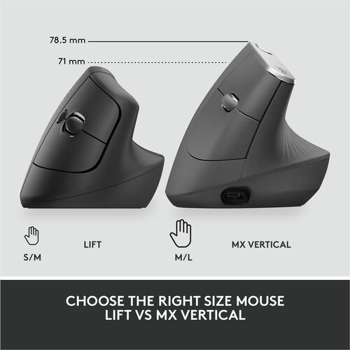 Souris Logitech Lift Ergo - Optique - Sans fil