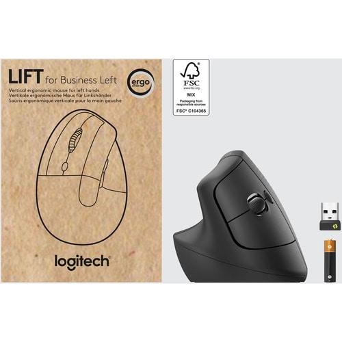 Logitech Lift Ergo Mouse - Optical - Wireless