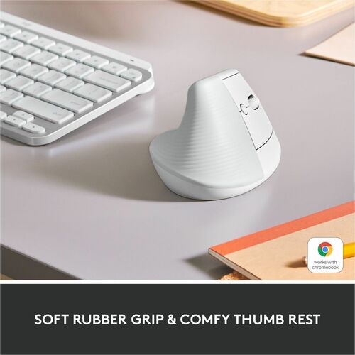 Souris ergonomique verticale Logitech Lift (blanc cassé) - Optique