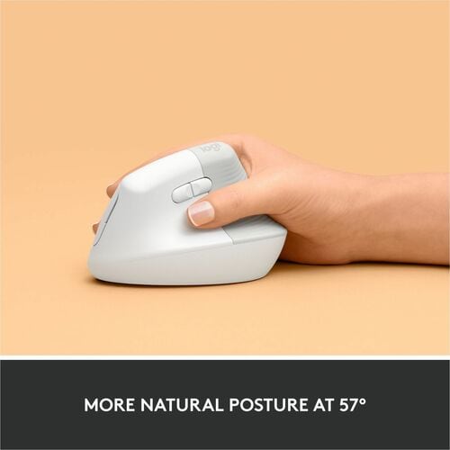 Souris ergonomique verticale Logitech Lift (blanc cassé) - Optique
