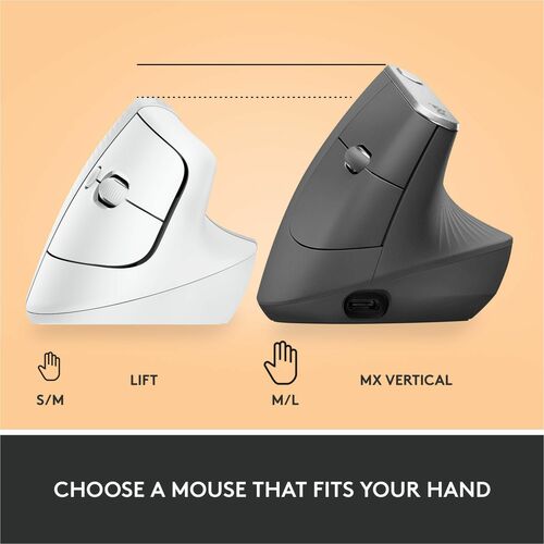 Souris ergonomique verticale Logitech Lift (blanc cassé) - Optique