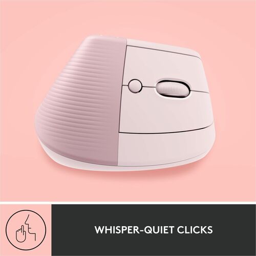 Logitech Lift Vertical Ergonomic Mouse (Rose) - Optical - Wireless