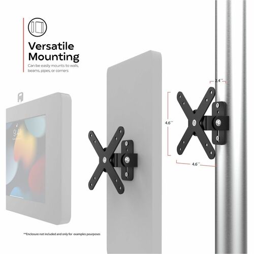 Plaque articulée VESA CTA Digital pour poteaux, poutres et angles - Noir