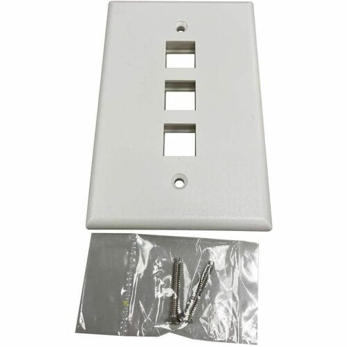 Placa de pared Keystone de una sola unidad Safe-IT de Tripp Lite by Eaton, 3 puertos, antibacteriana, color marfil M