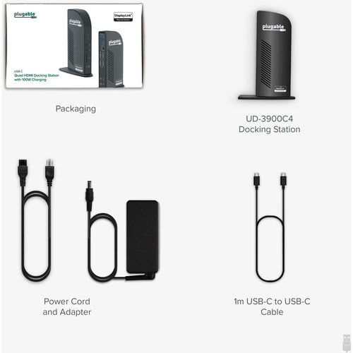Plugable Plugable USB-C Quad HDMI Docking Station - for Notebook, Monitor - Memo