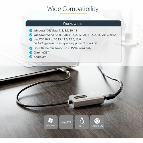 ADAPTADOR USB-C A RJ45 ENET GRIS Y NEGRO DE 30 CM PARA WIN/MACOS/LINUX