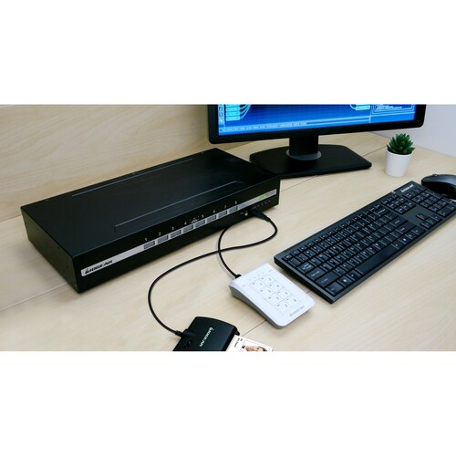 Logiciel KVM sécurisé DisplayPort à 8 ports avec affichage unique et audio CAC PP4.0 TAA