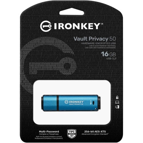 16GB IRONKEY VAULT PRIVACY 50 USB 3.2 AES-256 ENCRYPTED FIPS 1