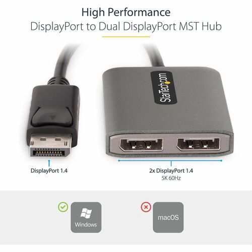 StarTech.com Dual-Monitor DisplayPort 1.4 Splitter