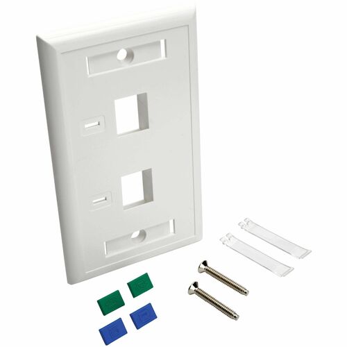 Tripp Lite - Placa frontal Keystone de 2 puertos, una sola salida, etiquetas de identificación, blanco, TAA - 2 x T