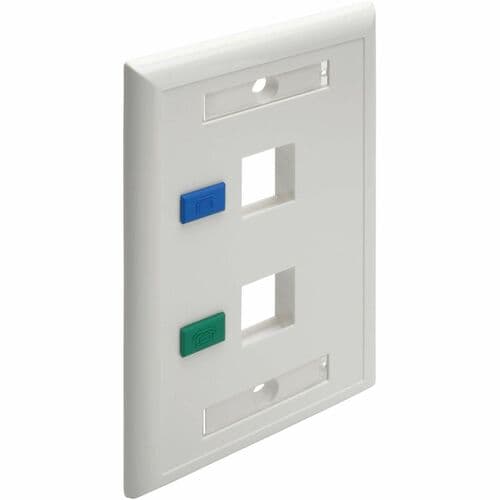 Tripp Lite - Placa frontal Keystone de 2 puertos, una sola salida, etiquetas de identificación, blanco, TAA - 2 x T