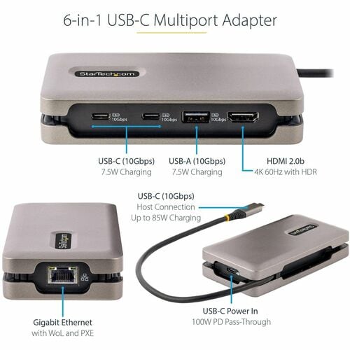 Adaptador multipuerto USB-C 4K 60 Hz - HDMI 10 GBPS USB HUB 100 W PD