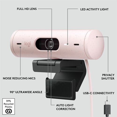 LOGITECH BRIO 500-ROSE MULTI 8