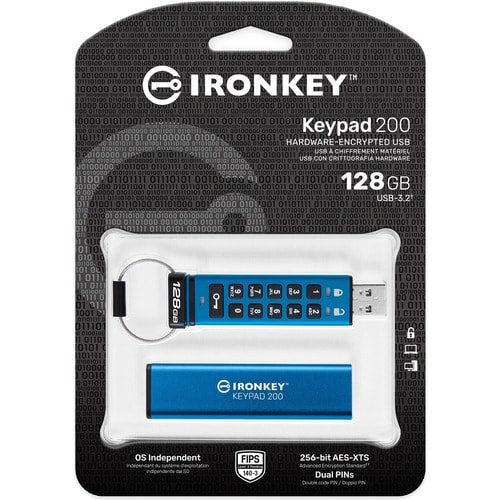 MULTI 1 128GB IRONKEY KYPAD 200 FIPS 1403 LVL3 PENDING AES256 ENCRY