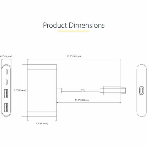 StarTech.com 4-Port USB-C Hub with 100W Power Delivery Pass
