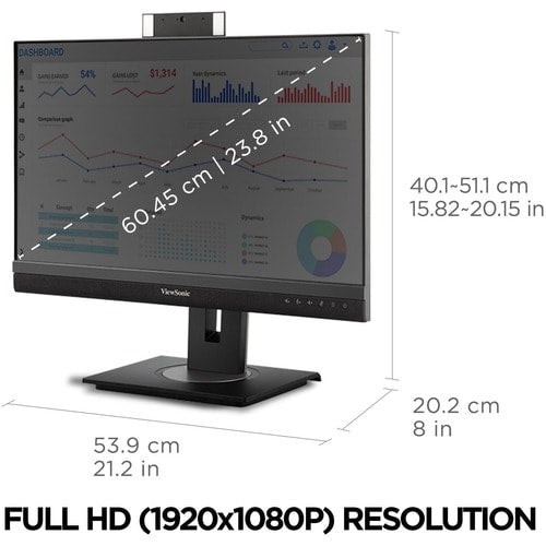 MONITEUR USB-C 90W PD RJ45 WEBCAM POP-UP RÉSOLUTION 1920X1080