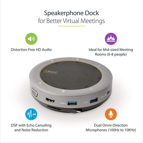 ALTAVOZ DE CONFERENCIA USB-C MINI DOCK ADAPTADOR MULTIPUERTO PORTÁTIL