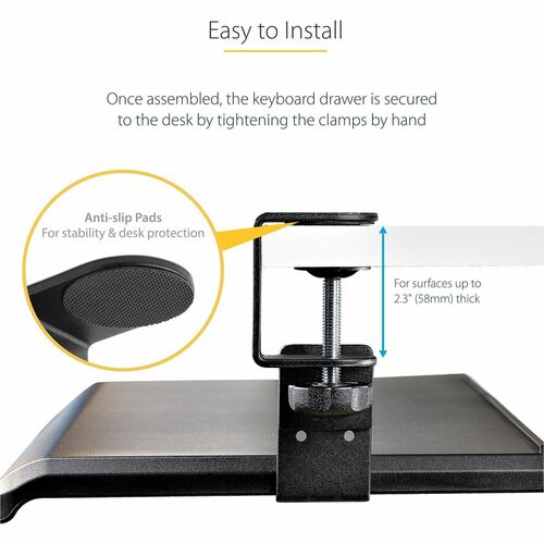 Bandeja para teclado debajo del escritorio, soporte para teclado con abrazadera