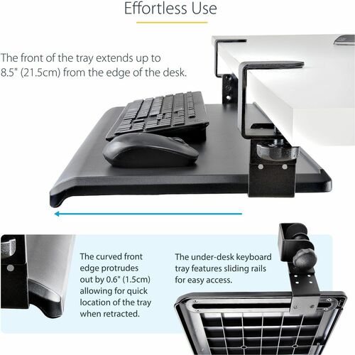 Bandeja para teclado debajo del escritorio, soporte para teclado con abrazadera