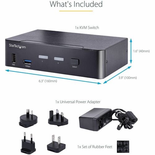 Commutateur KVM DP 2 ports USB C 4K 60 Hz 3,5 mm et audio USB