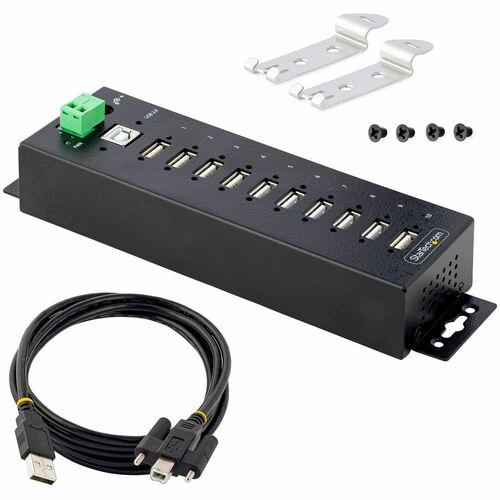 StarTech.com Hub USB 2.0 industriel 10 ports, robuste et protégé contre les décharges électrostatiques