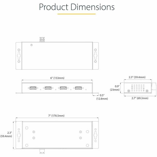 StarTech.com 4-Port Industrial USB 3.0 5Gbps Hub, Rugged USB Hub w/ ES