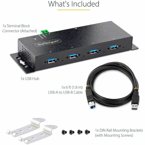 StarTech.com 4-Port Industrial USB 3.0 5Gbps Hub, Rugged USB Hub w/ ES