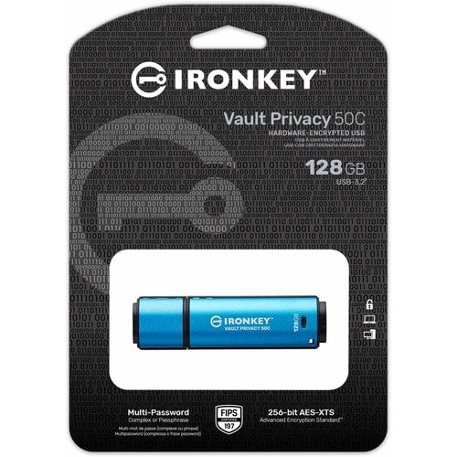 128GB USB-C IRONKEY VAULT PRIVACY 50C AES-256 ENCRYPTED FI